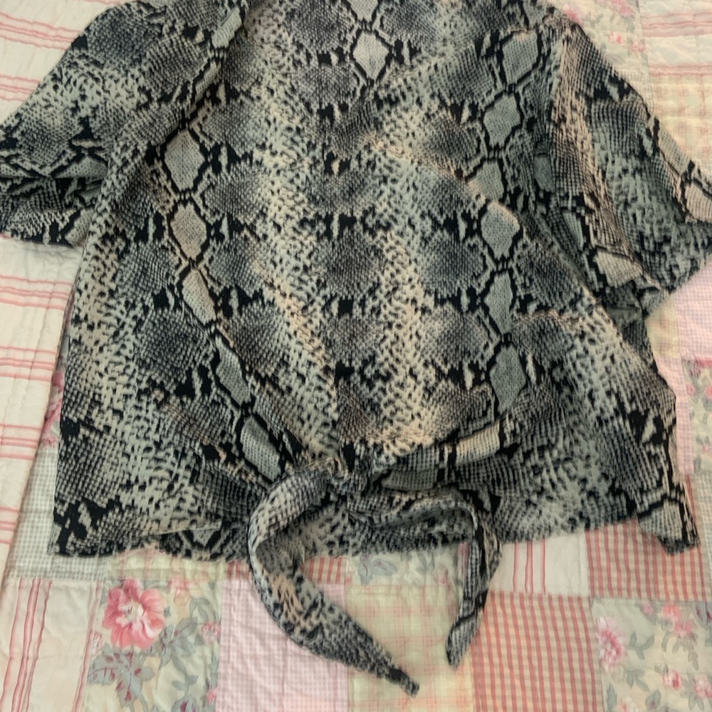 Reptile Patterned Tie Front Blouse